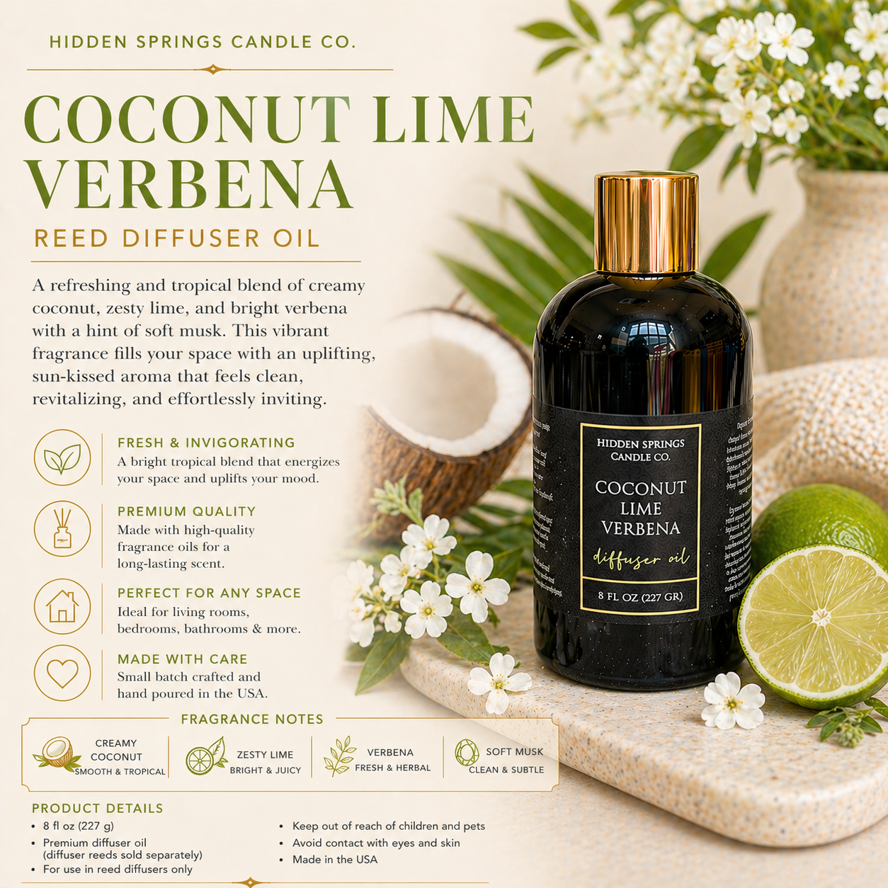Coconut Lime Verbena Diffuser Oil