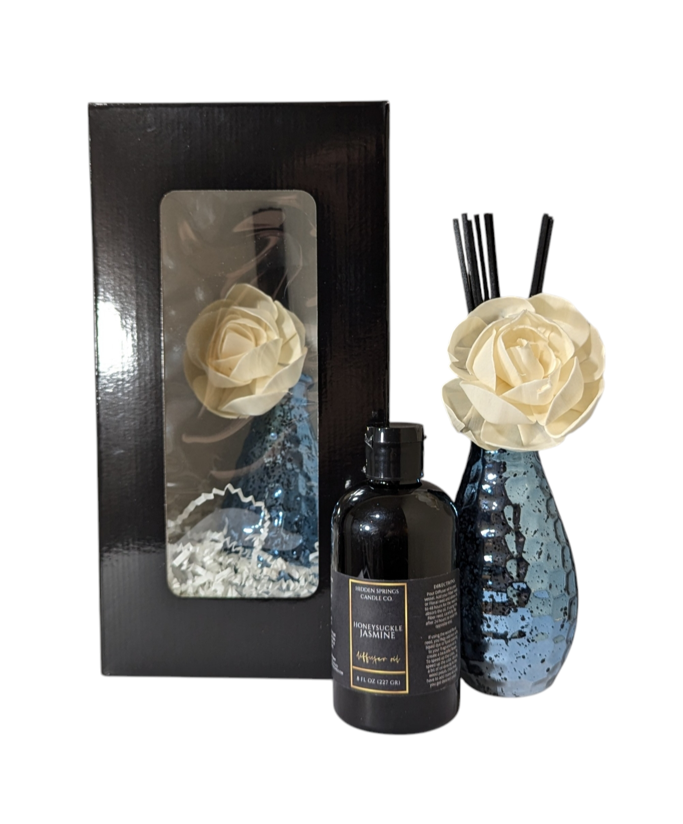 Blue Pebble Grain Glass Diffuser Set-Hidden Springs Candle Co