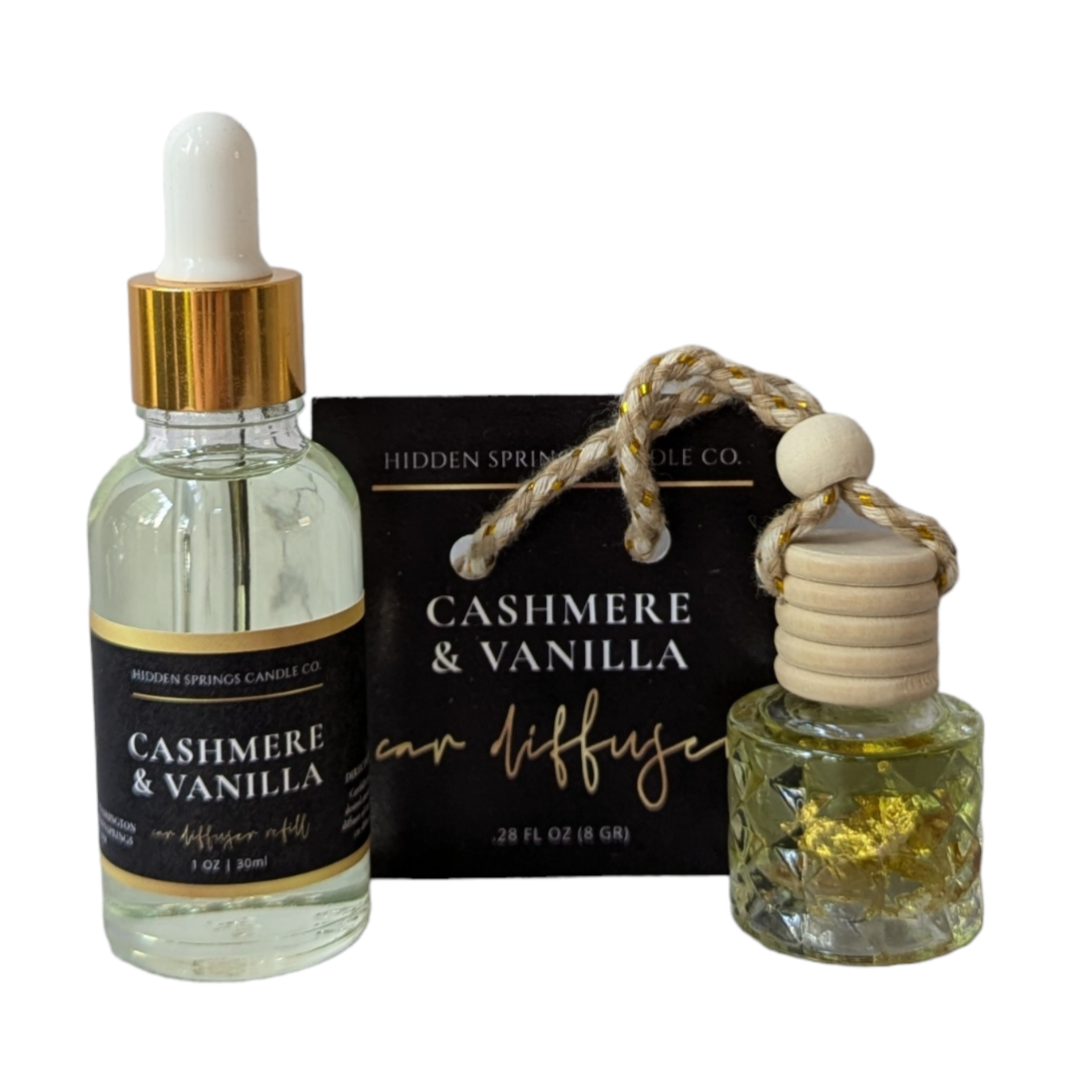 Cashmere & Vanilla Car Diffuser With Refill-Hidden Springs Candle Co