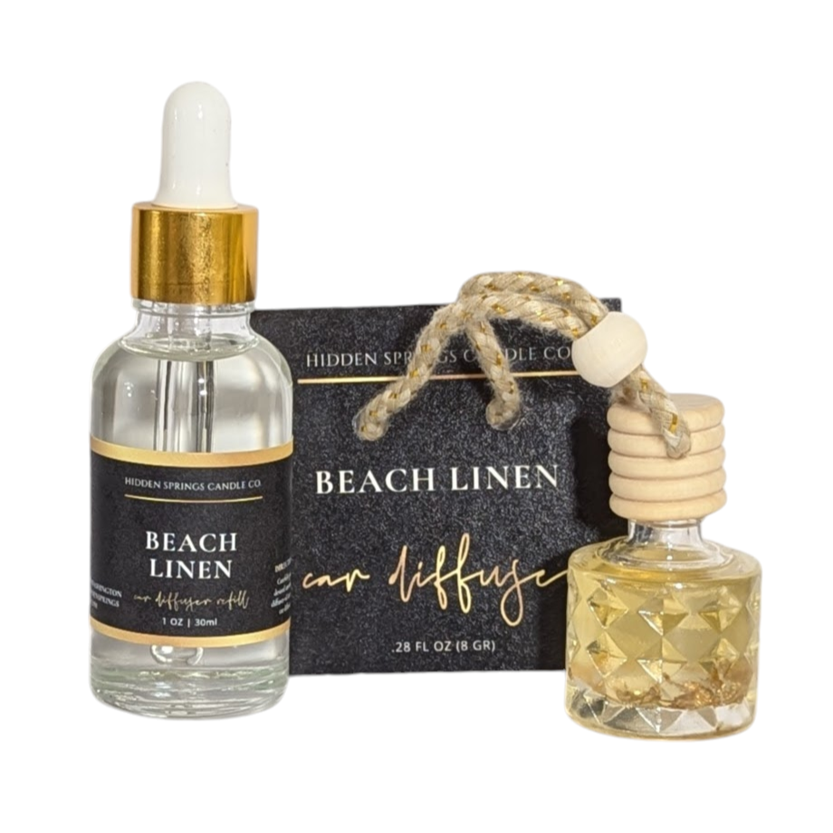 Beach Linen Car Diffuser With Refill-Hidden Springs Candle Co