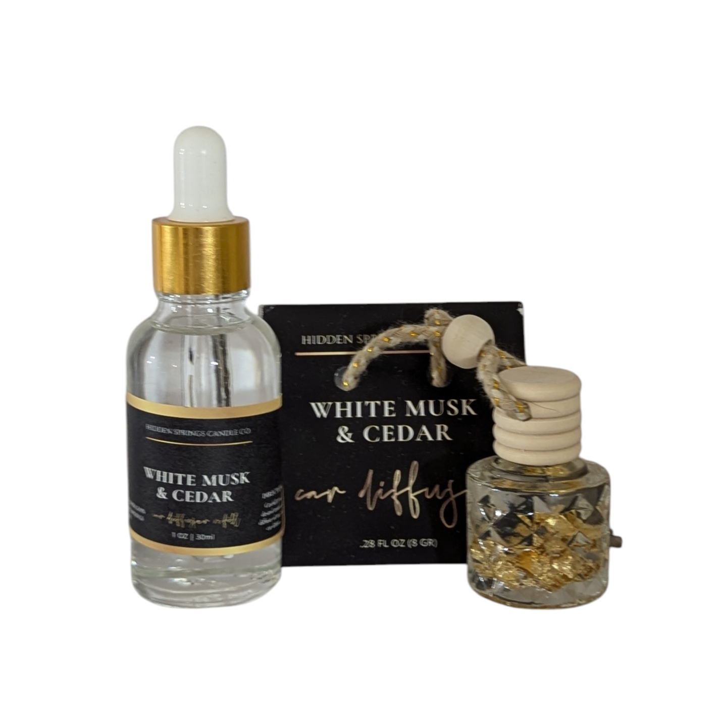 White Musk & Cedar Car Diffuser With Refill-Hidden Springs Candle Co