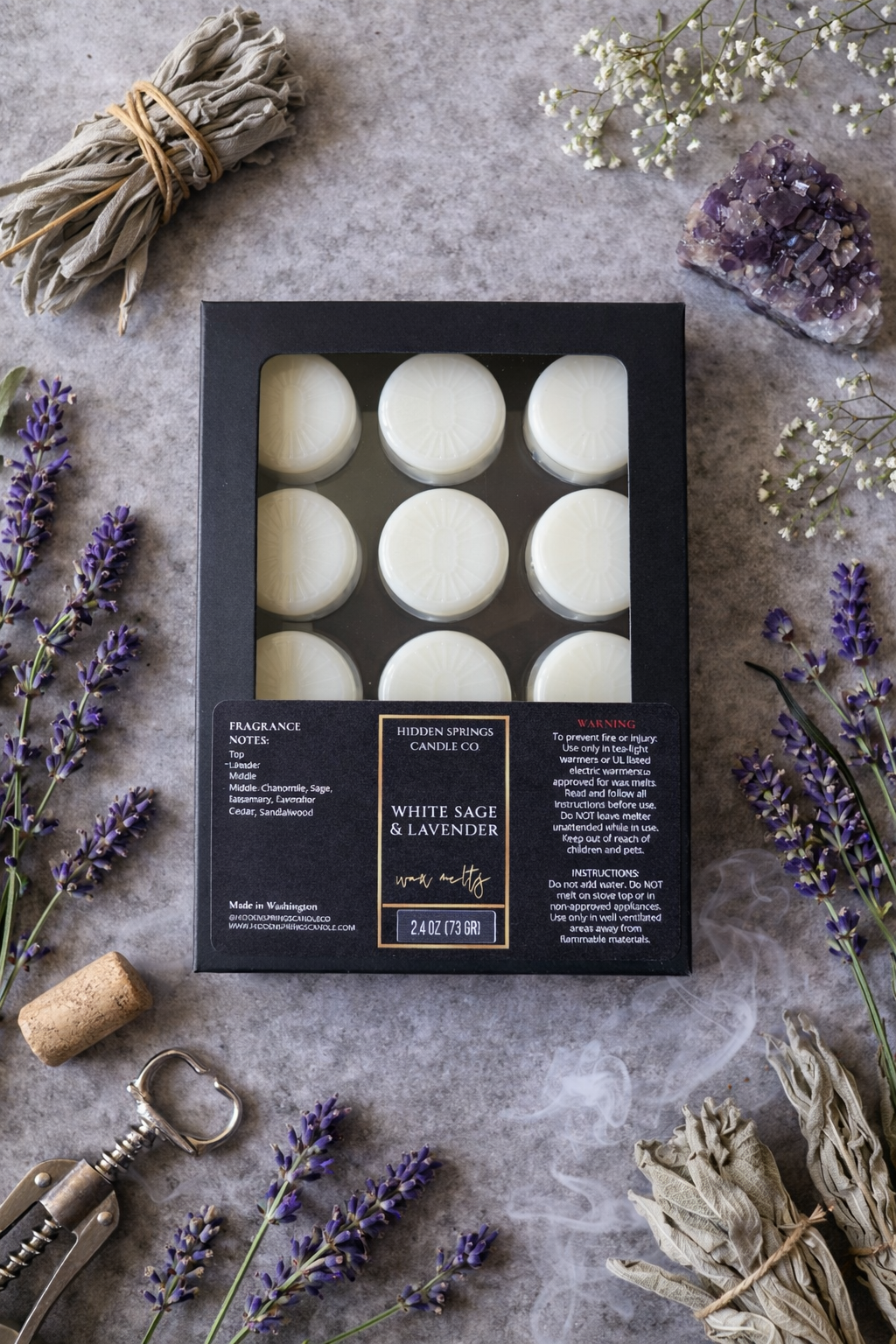 White Sage & Lavender Wax Melts-Hidden Springs Candle Co
