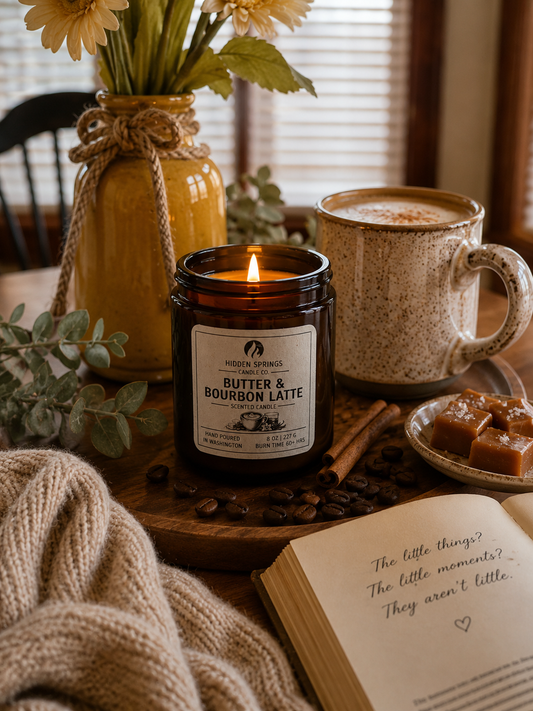 Butter & Bourbon Latte | 8 oz Luxury Crackling Wood Wick Soy Candle