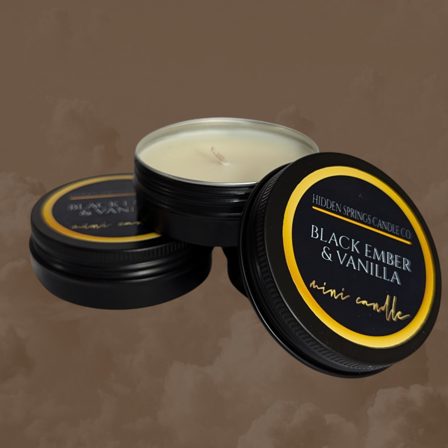 2 OZ BLACK EMBER & VANILLA MINI CANDLE-Hidden Springs Candle Co