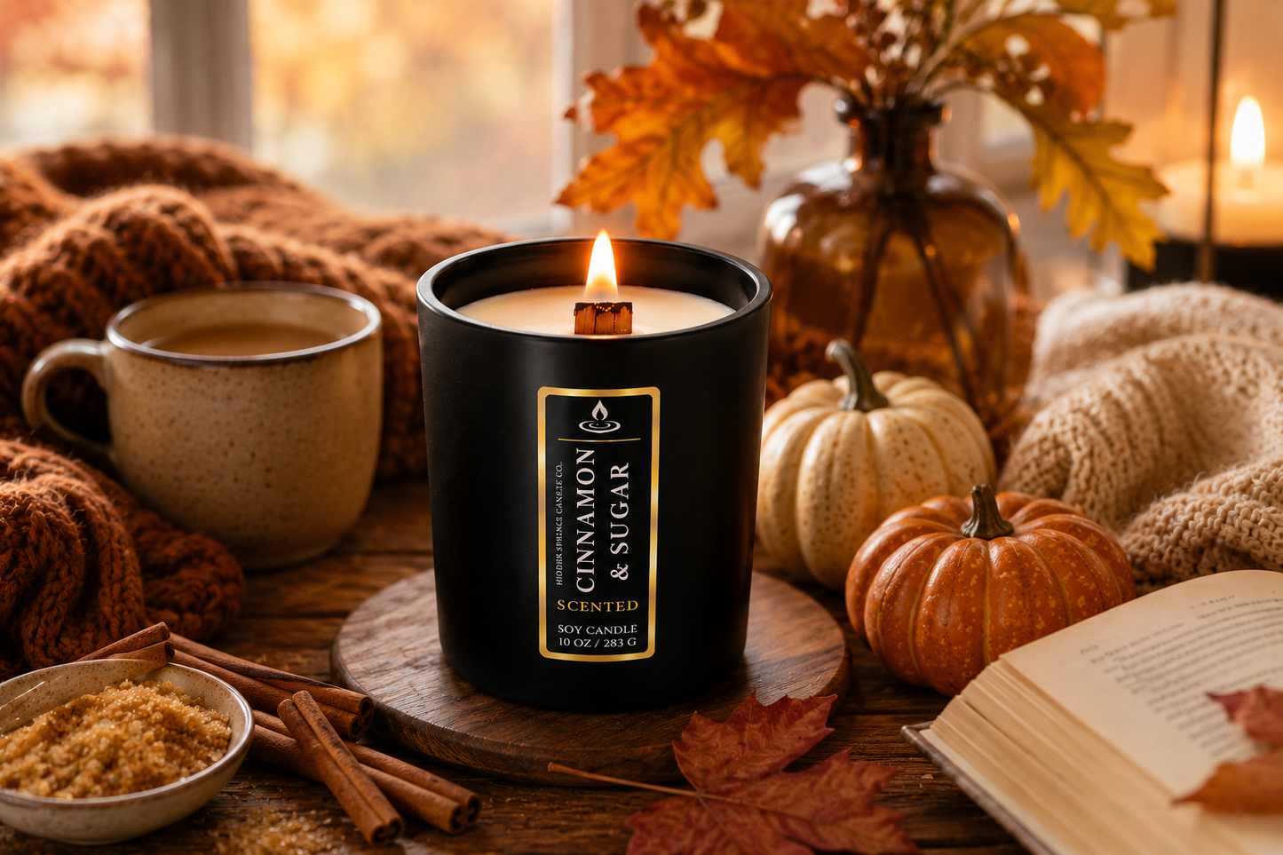 Luxury Cinnamon & Sugar Soy Candle | Crackling Wood Wick
