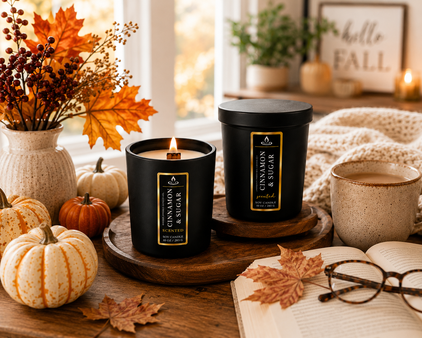 Luxury Cinnamon & Sugar Soy Candle | Crackling Wood Wick