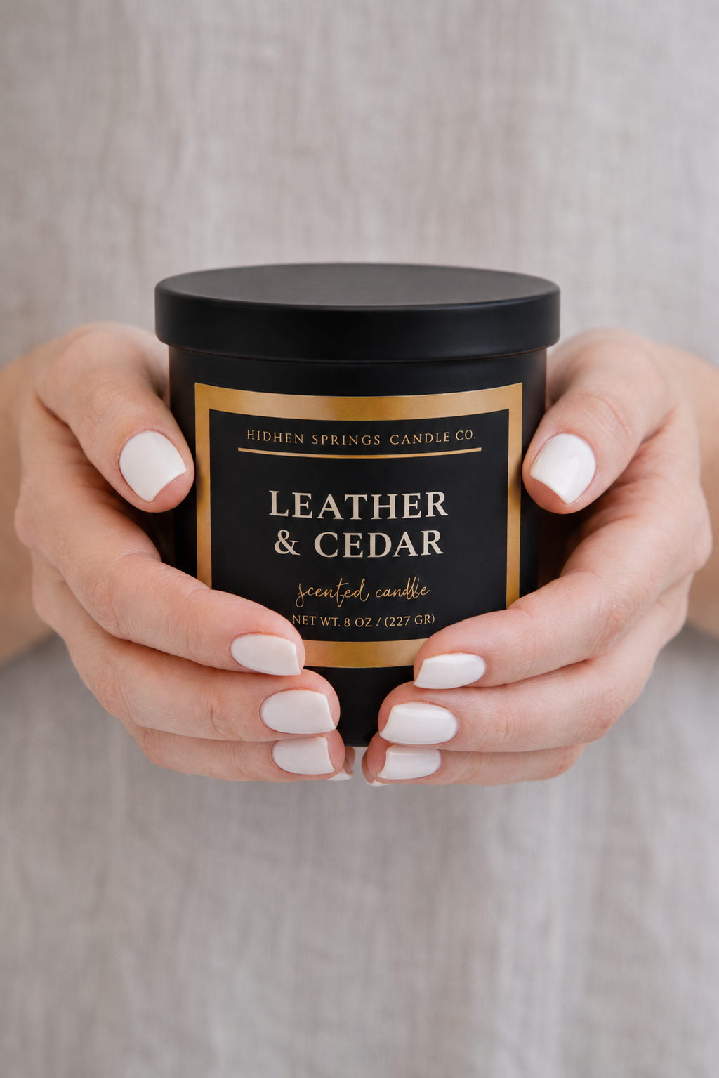 Leather & Cedar Luxury Coconut Soy Candle | Crackling Wood Wick