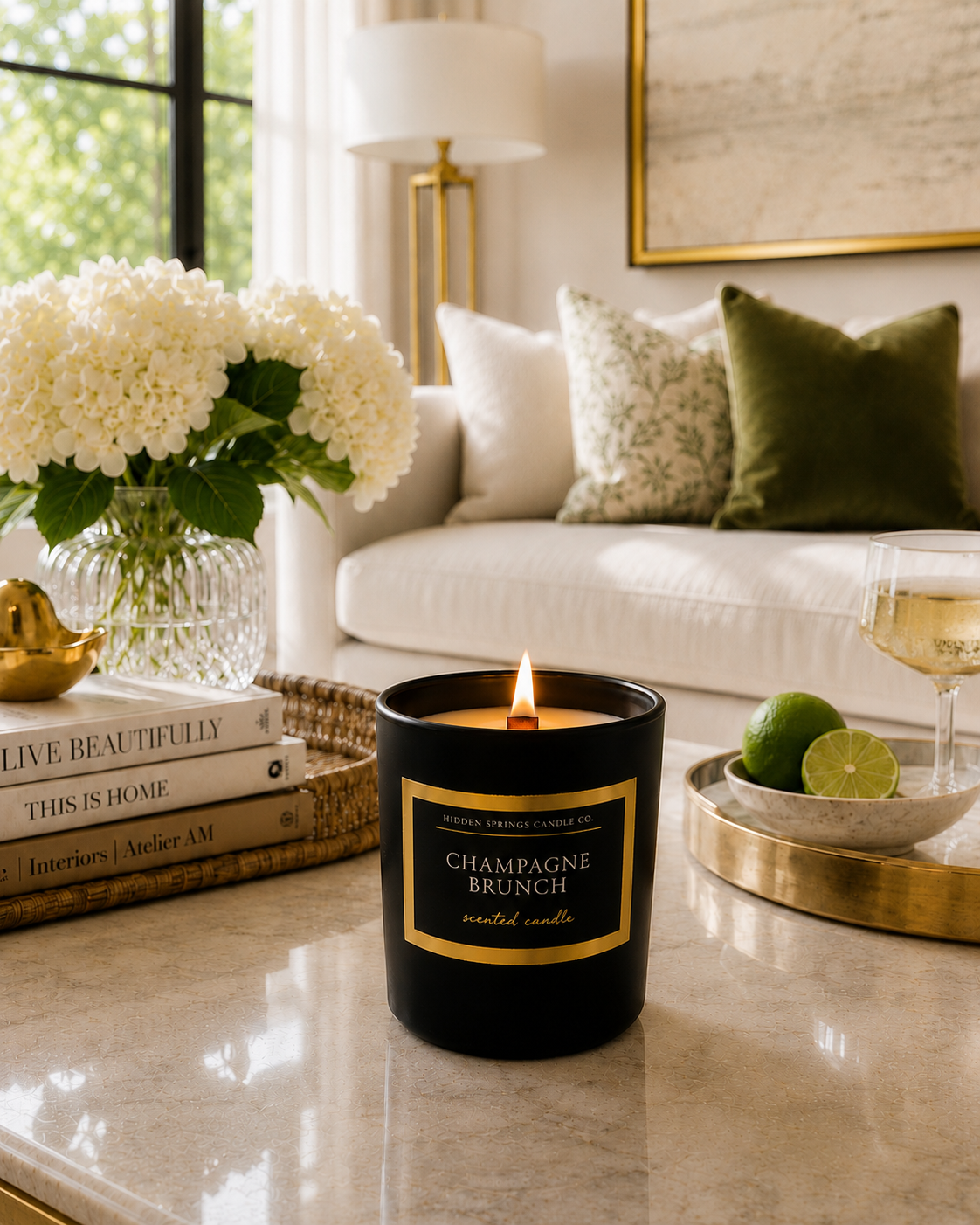 Champagne Brunch Luxury Coconut Soy Candle | Crackling Wood Wick