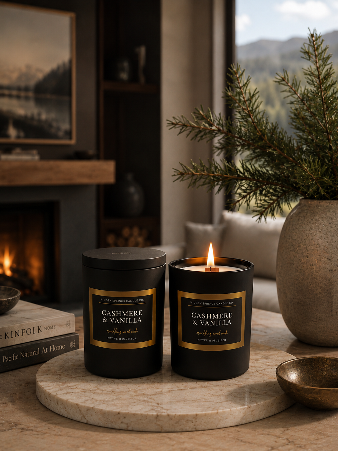 Cashmere & Vanilla Luxury Coconut Soy Candle | Crackling Wood Wick
