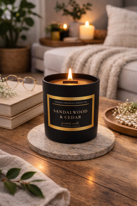 Sandalwood & Cedar Candle-Hidden Springs Candle Co