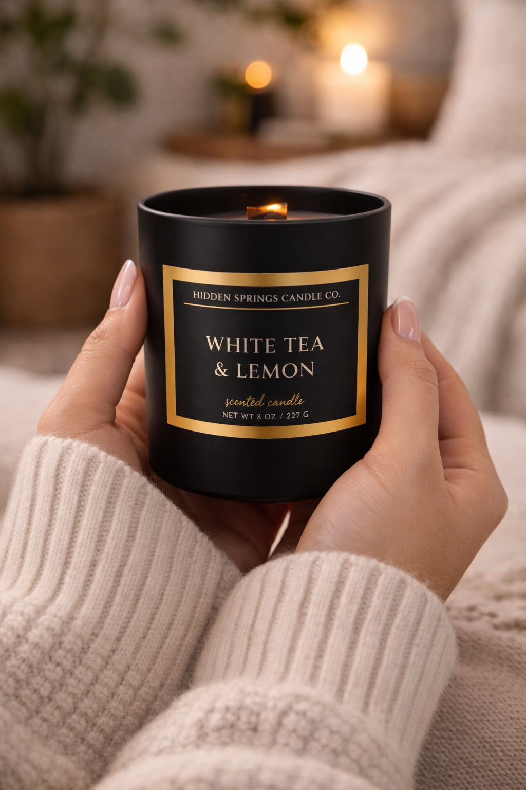 White Tea & Lemon Candle-Hidden Springs Candle Co