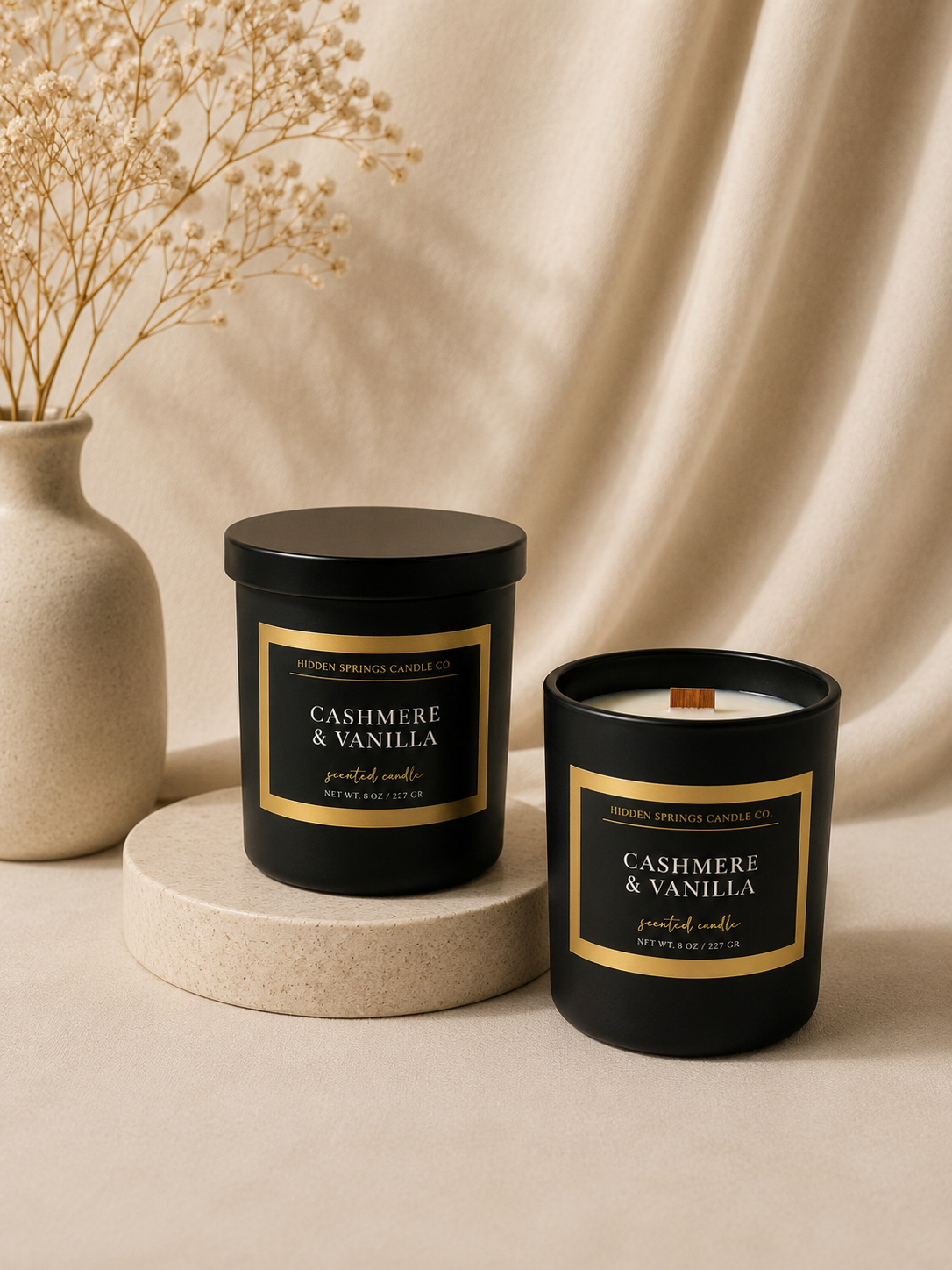 Cashmere Vanilla 8 oz Crackling Wood Wick Soy Candle