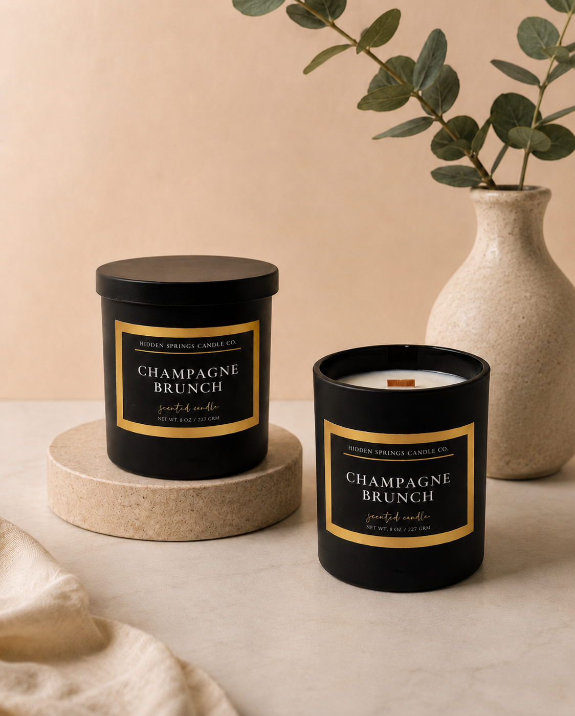 Champagne Brunch 8 oz Crackling Wood Wick Soy Candle