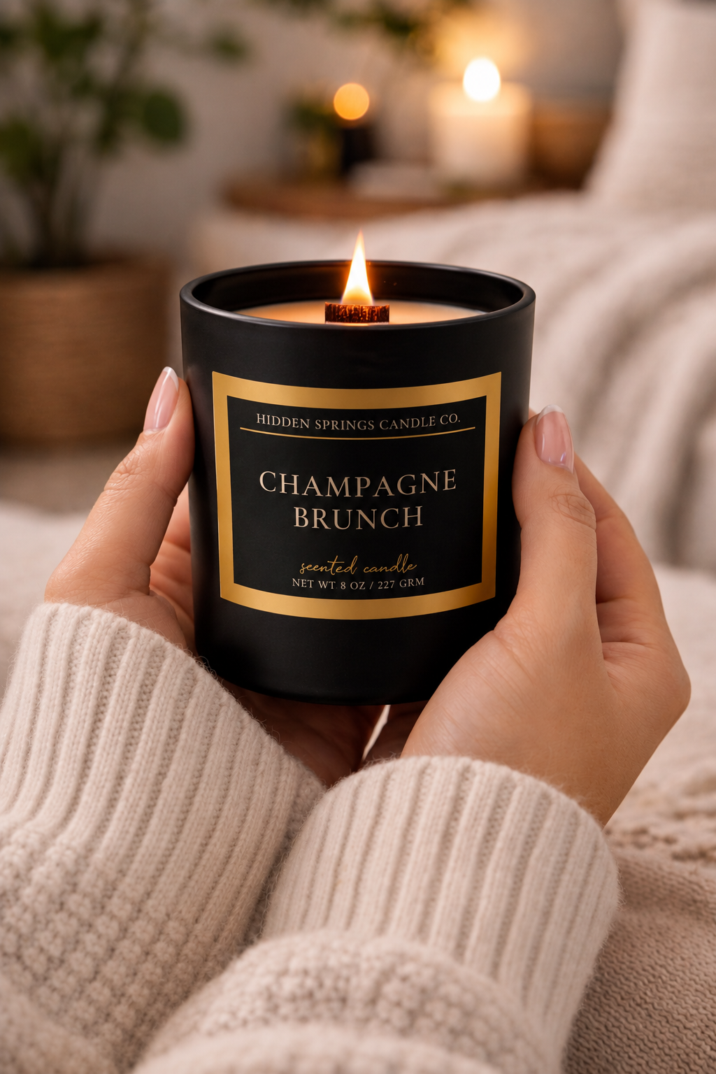 Champagne Brunch 8 oz Crackling Wood Wick Soy Candle