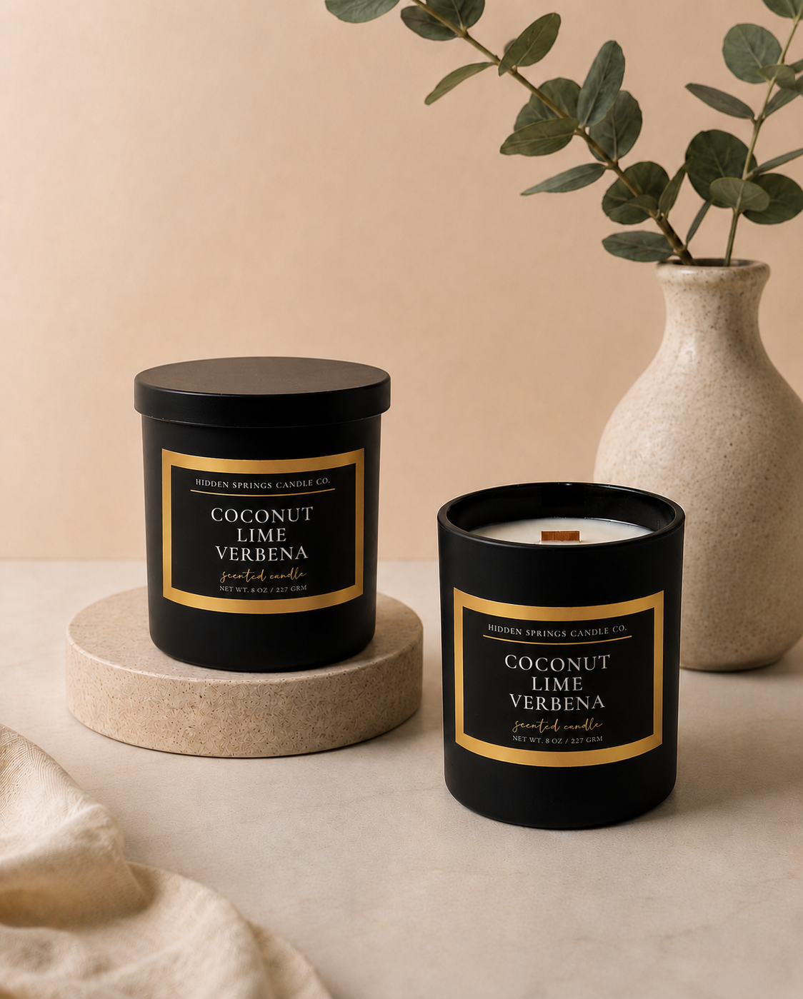 Coconut Lime Verbena 8 oz Crackling Wood Wick Soy Candle