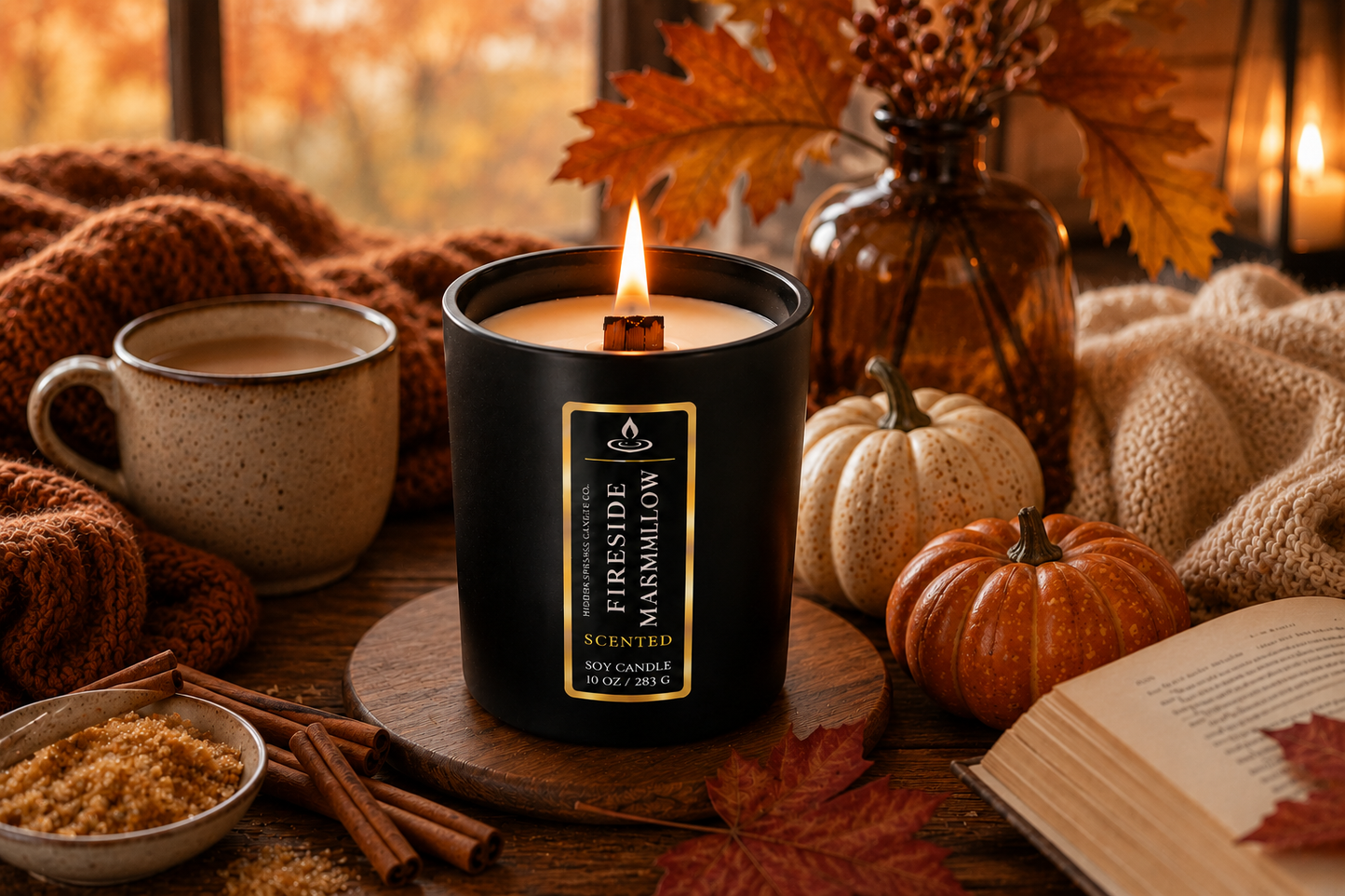 Luxury Fireside Marshmallow Soy Candle | Crackling Wood Wick
