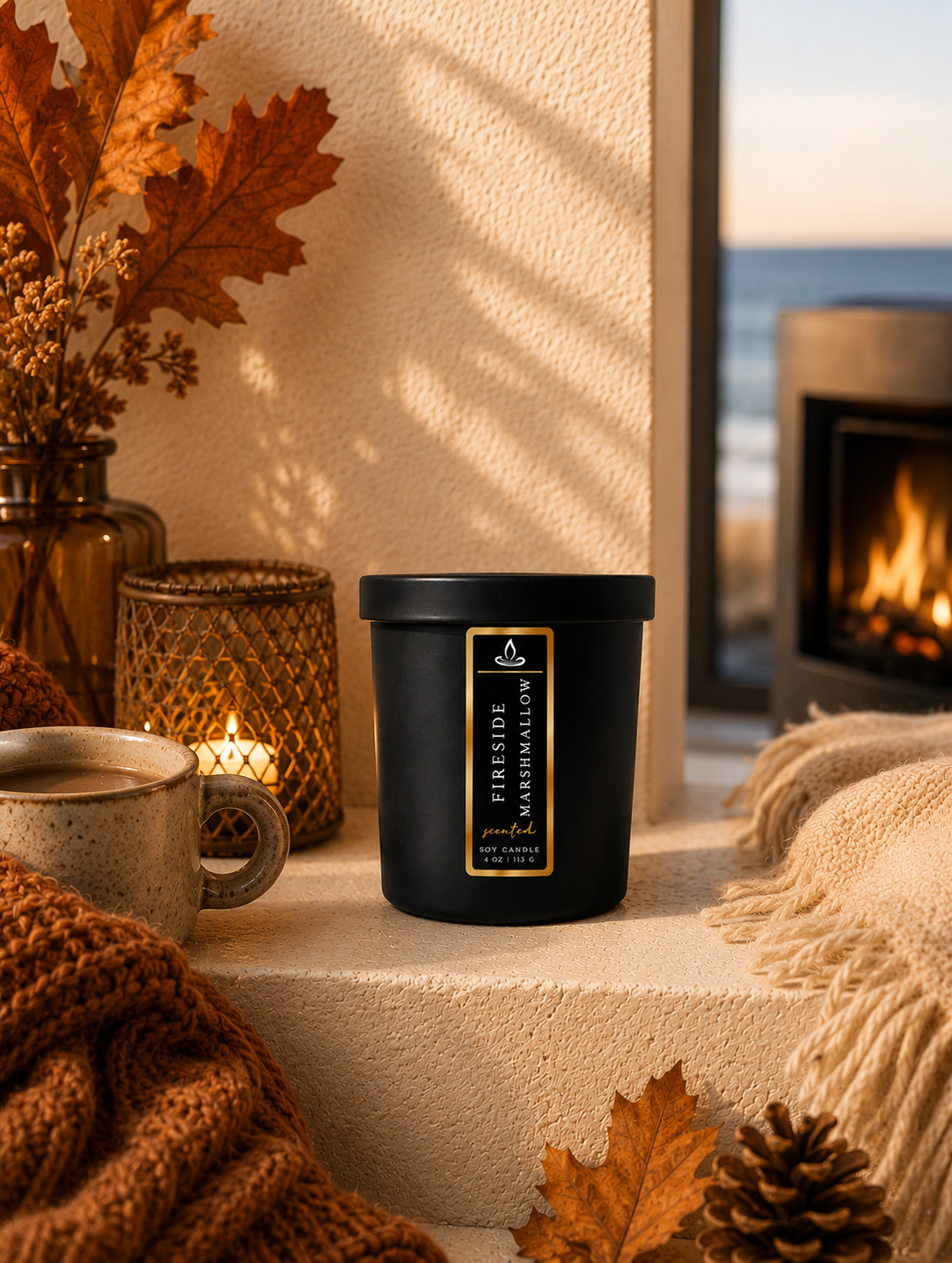 Luxury Fireside Marshmallow Soy Candle | Crackling Wood Wick