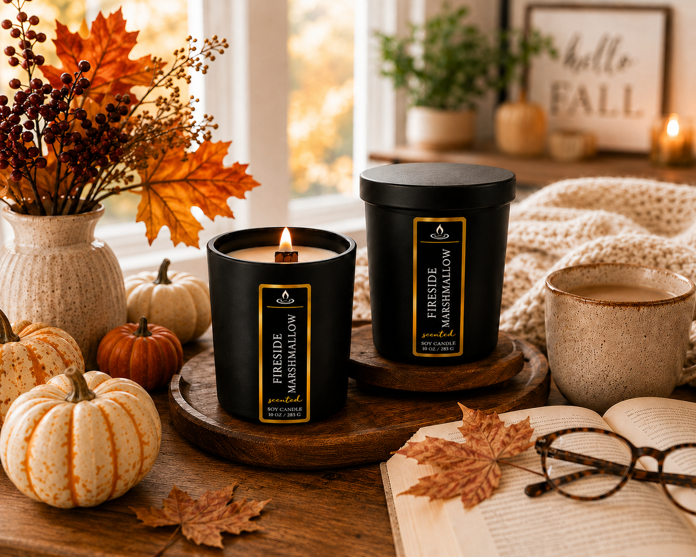 Luxury Fireside Marshmallow Soy Candle | Crackling Wood Wick