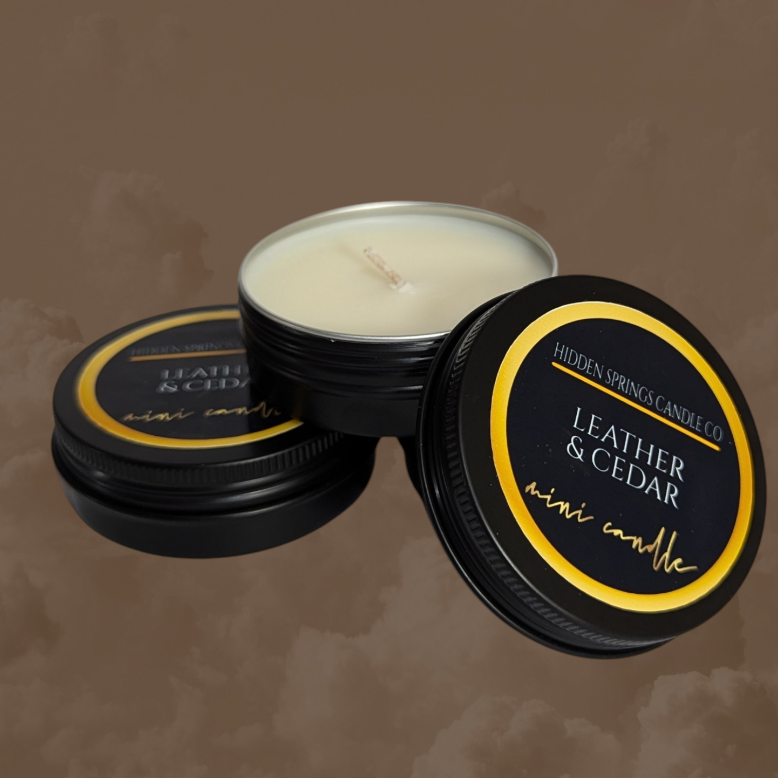 2 OZ LEATHER & CEDAR MINI CANDLE-Hidden Springs Candle Co