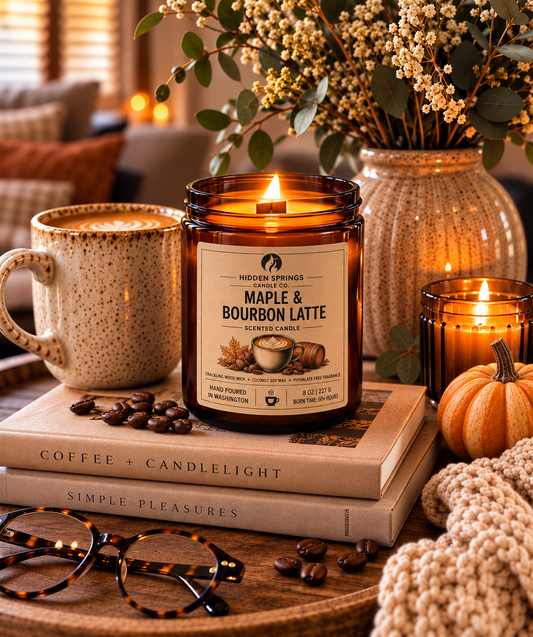 Maple & Bourbon Latte | 8 oz Luxury Crackling Wood Wick Soy Candle