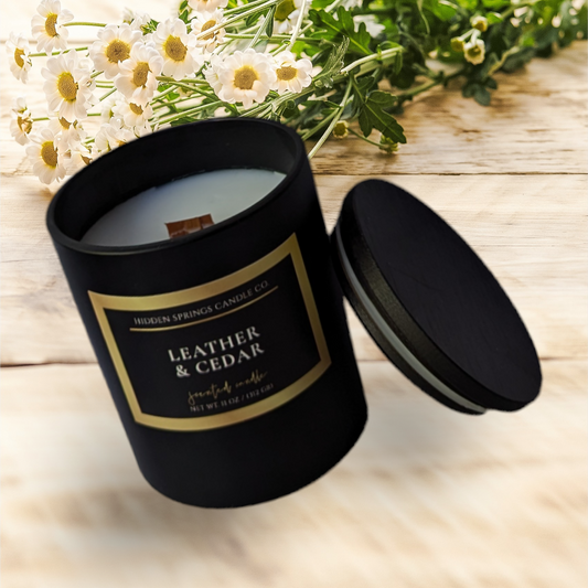 Leather and Cedar Luxury Coconut Soy Candle