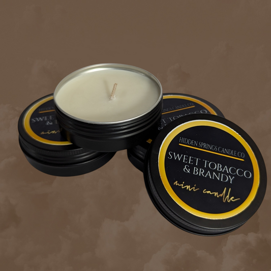 2 OZ SWEET TOBACCO & BRANDY MINI CANDLE-Hidden Springs Candle Co