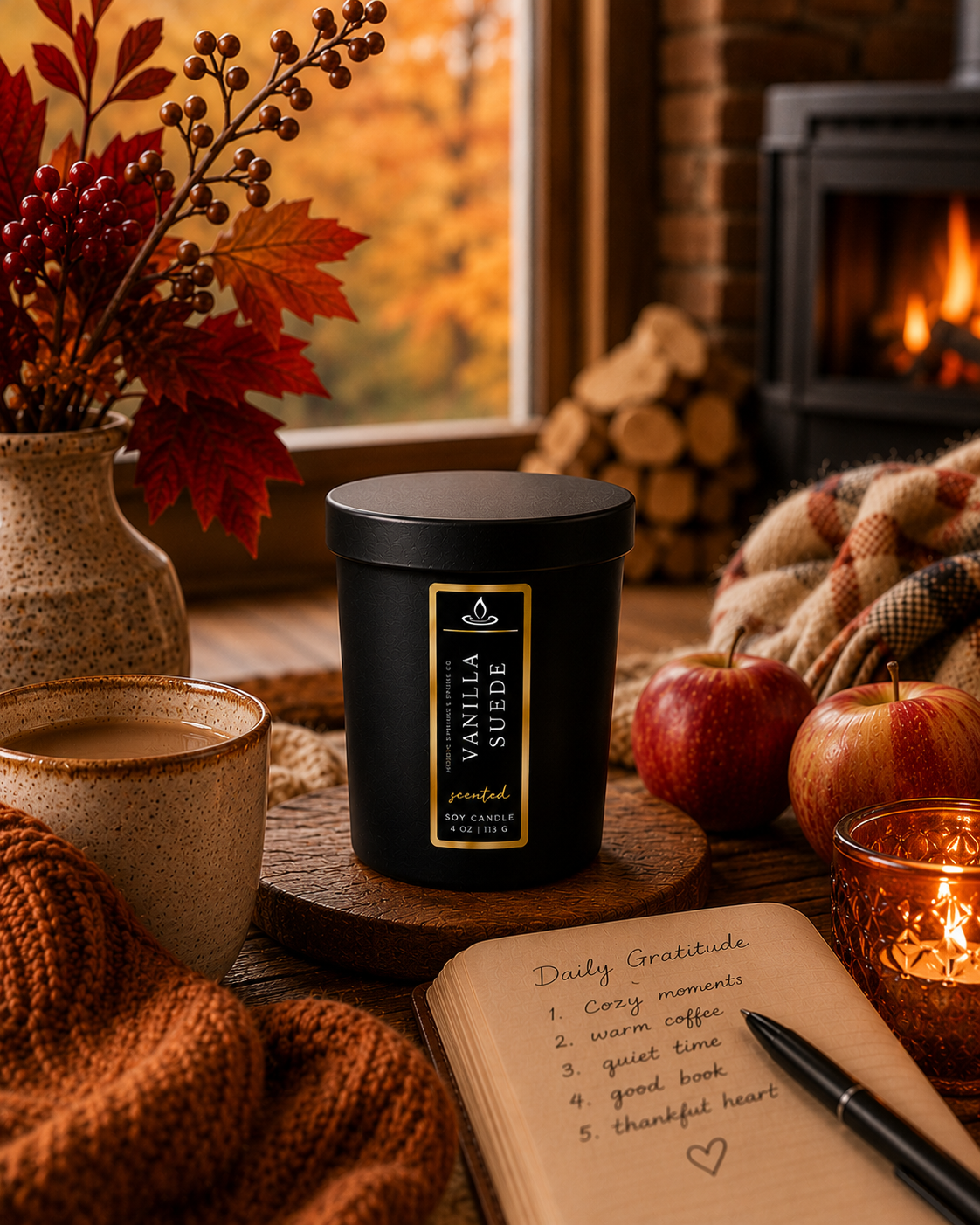 Luxury Vanilla Suede Soy Candle | Crackling Wood Wick
