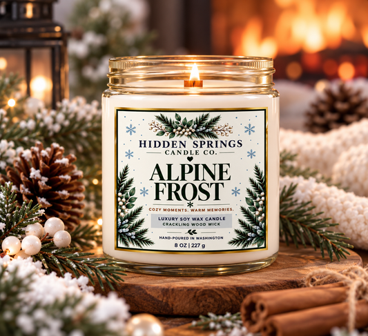 Alpine Frost Crackling Wood Wick Candle | Hidden Springs Candle Co.