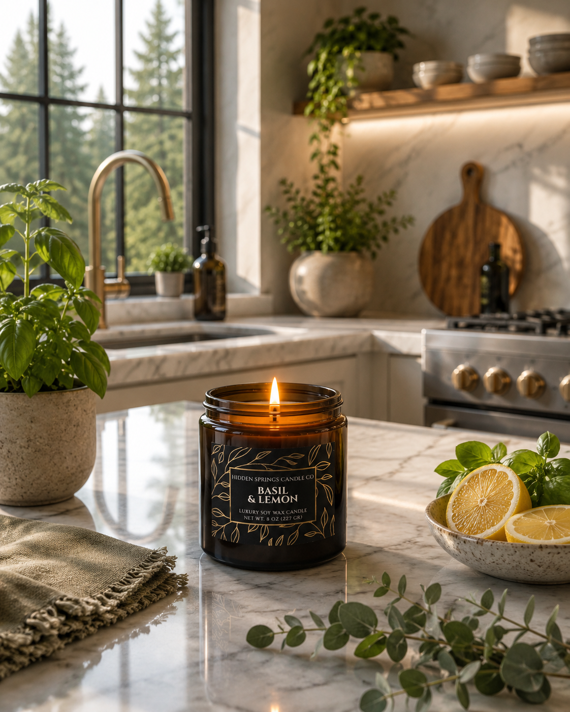 Basil and Lemon Candle