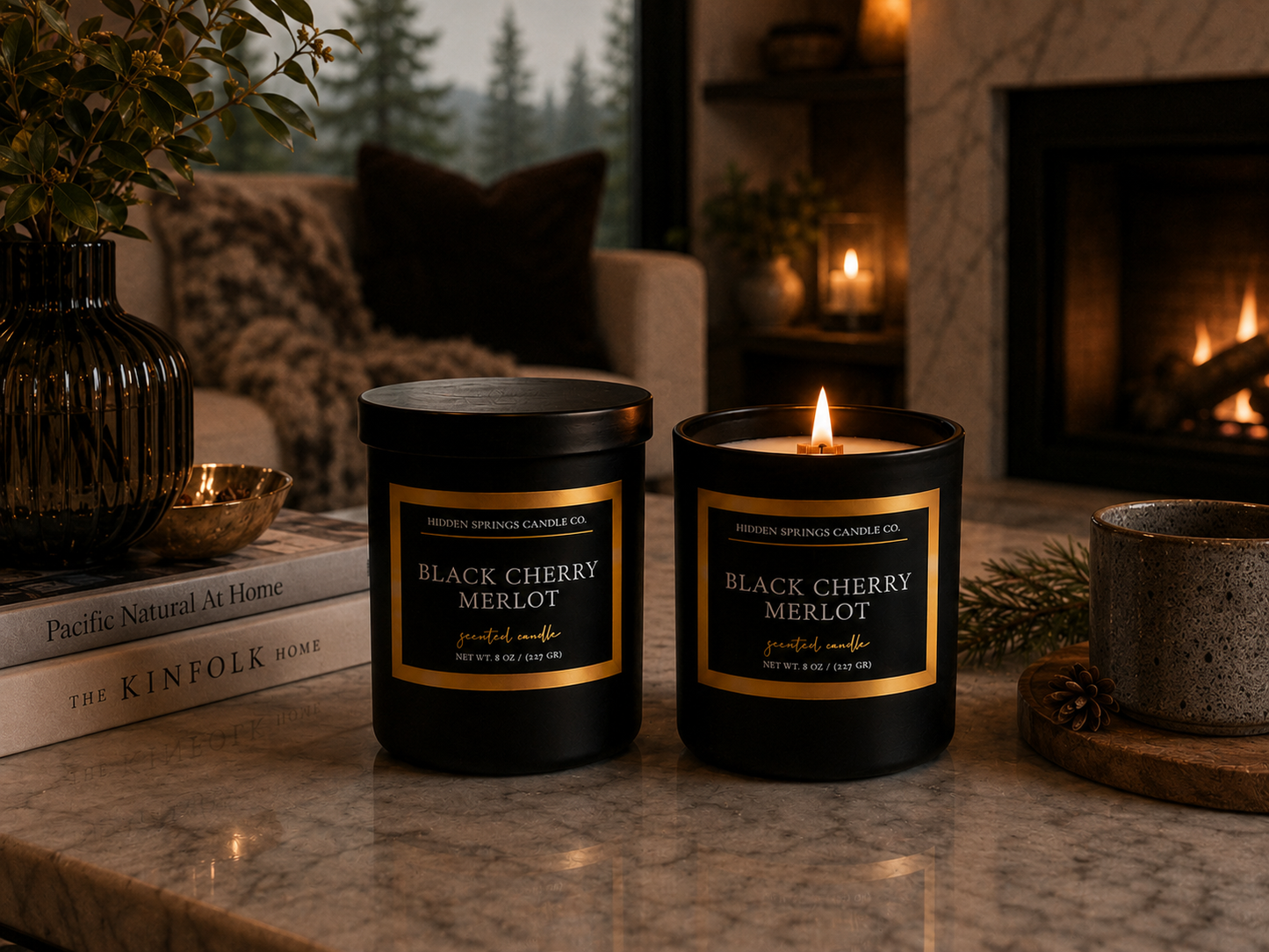 Black Cherry Merlot Luxury Coconut Soy Candle | Crackling Wood Wick