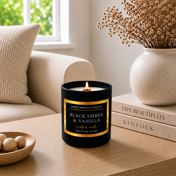 Black Ember & Vanilla 11 oz Crackling Wood Wick Candle