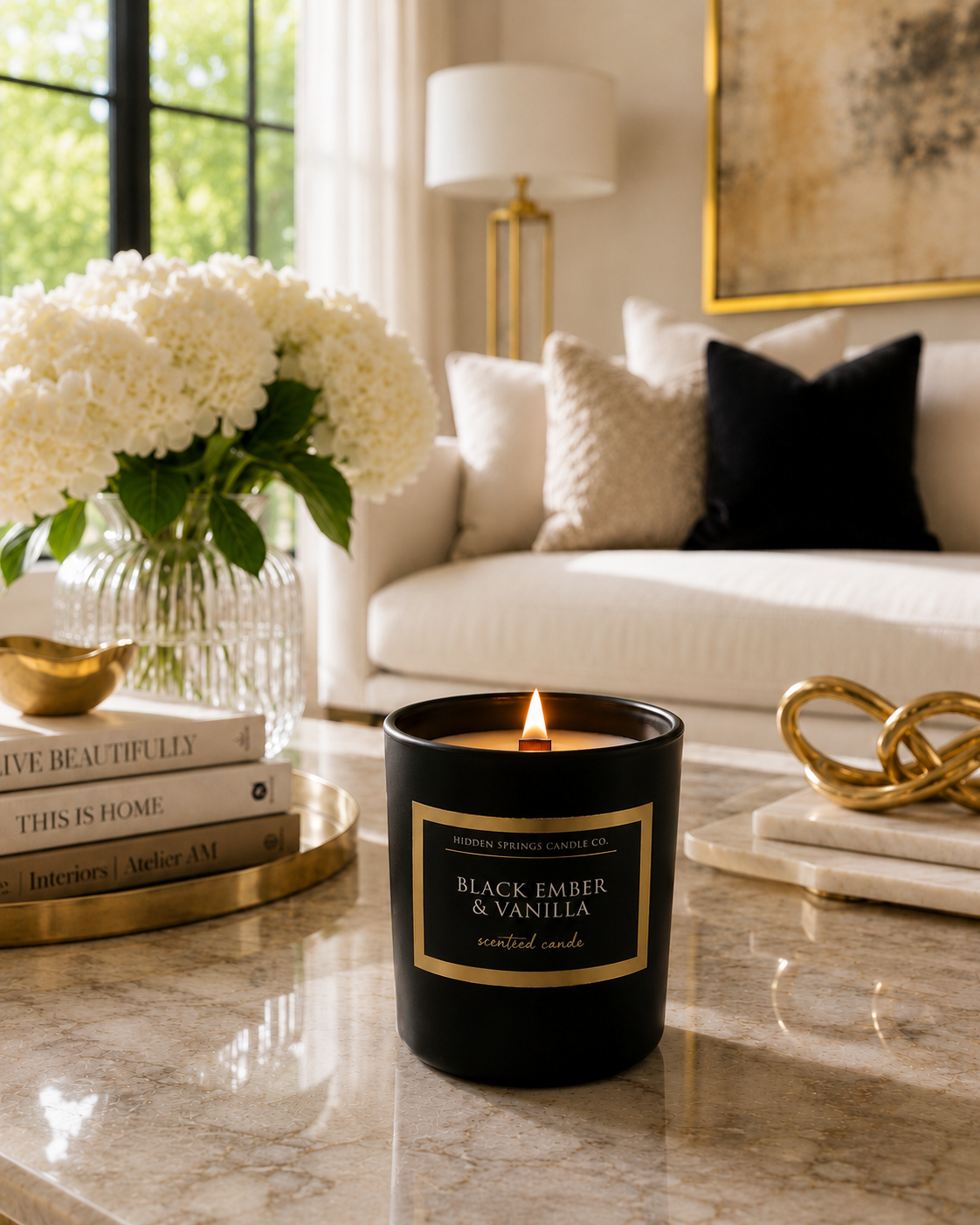 Black Ember & Vanilla Luxury Coconut Soy Candle | Crackling Wood Wick