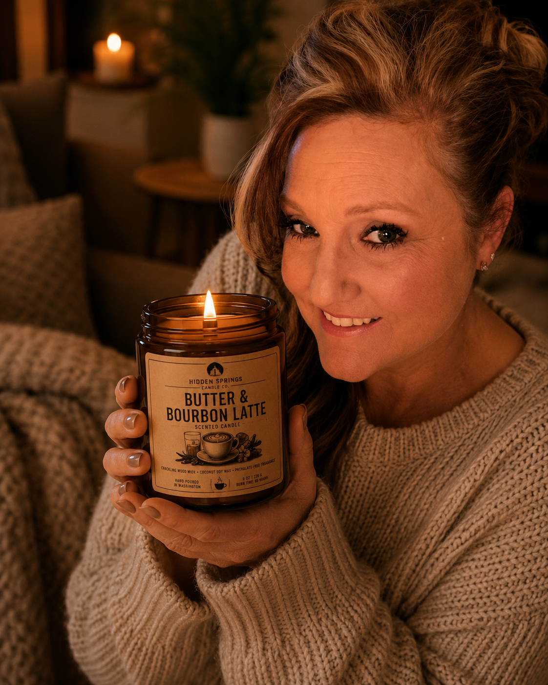 Butter & Bourbon Latte | 8 oz Luxury Crackling Wood Wick Soy Candle