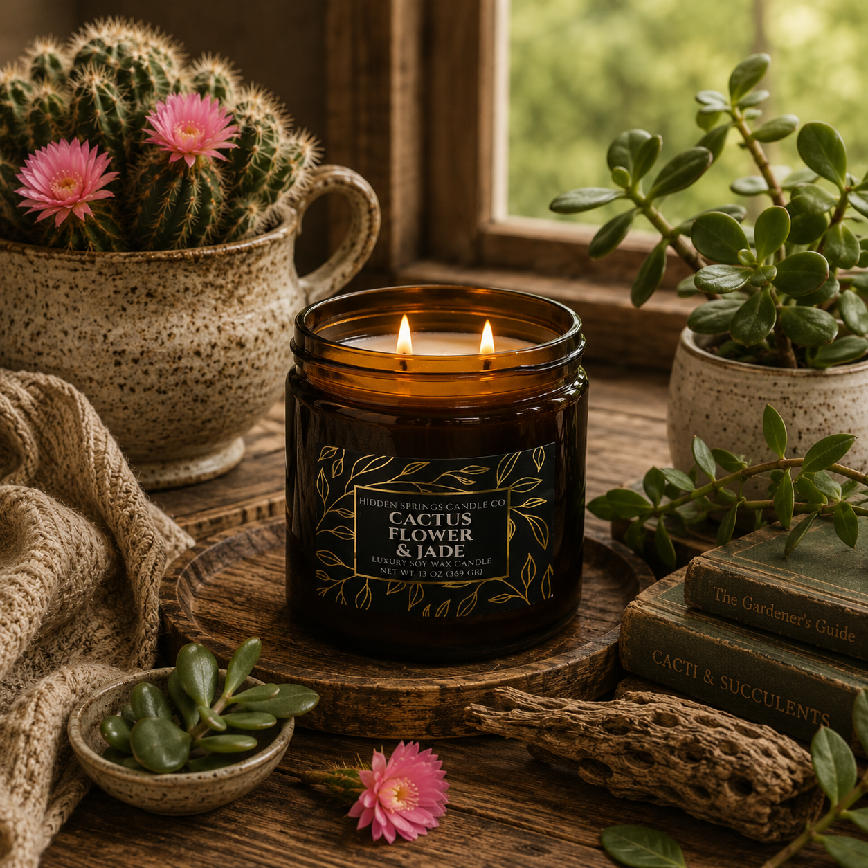 Cactus Flower & Jade Candle