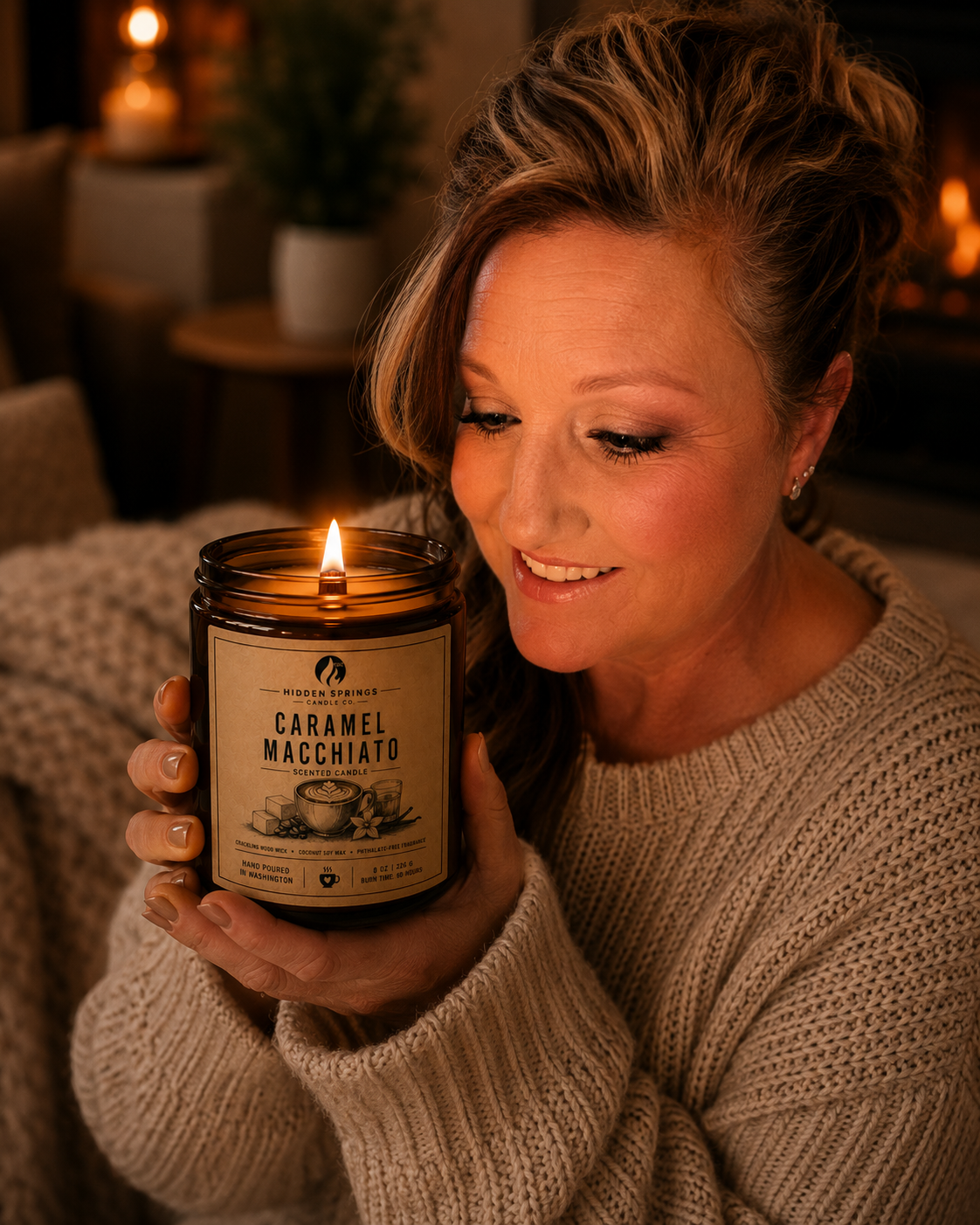 Caramel Macchiato | 8 oz Luxury Crackling Wood Wick Soy Candle