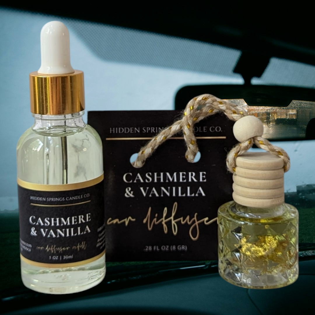 Cashmere & Vanilla Car Diffuser With Refill-Hidden Springs Candle Co.