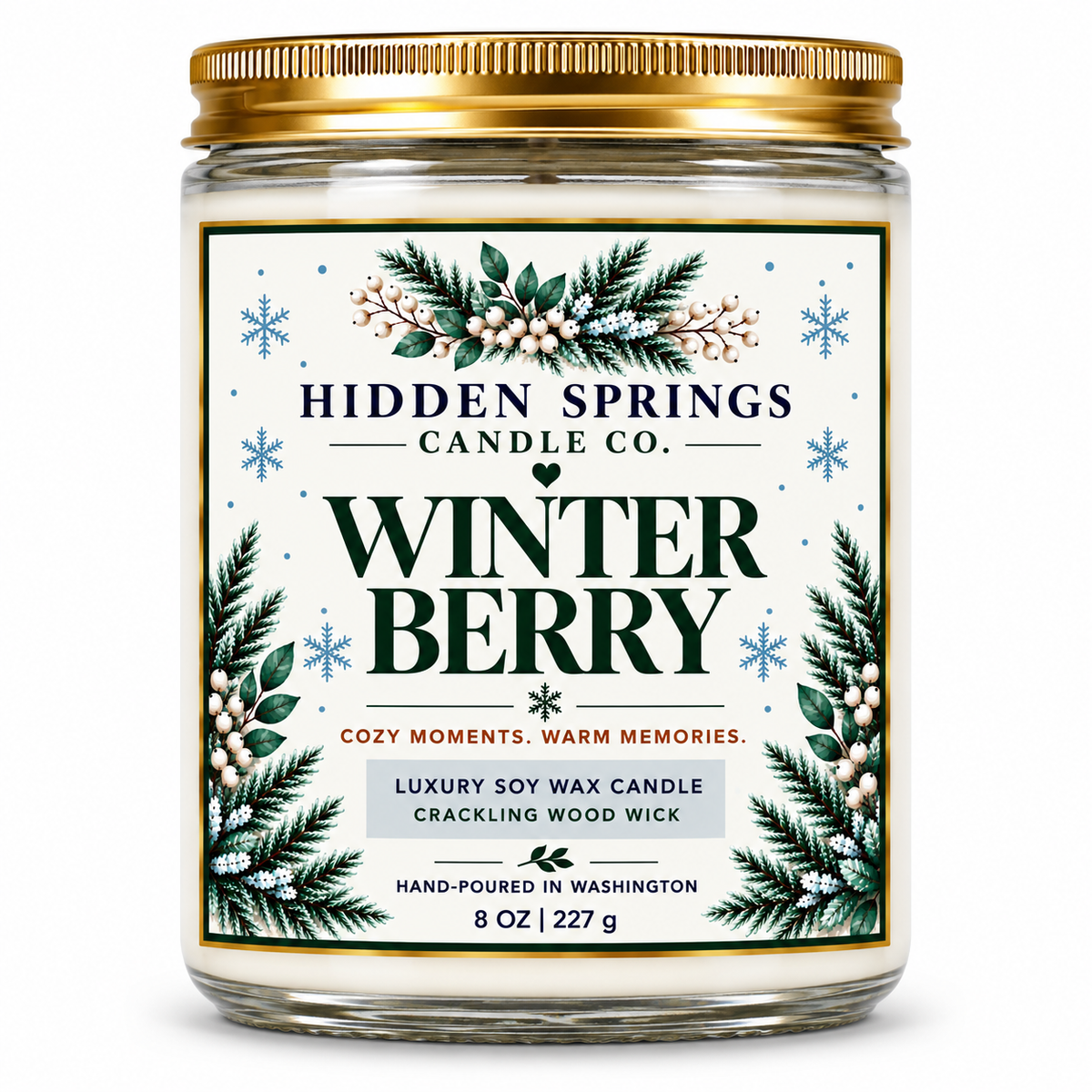 Winter Berry Crackling Wood Wick Candle | Hidden Springs Candle Co.