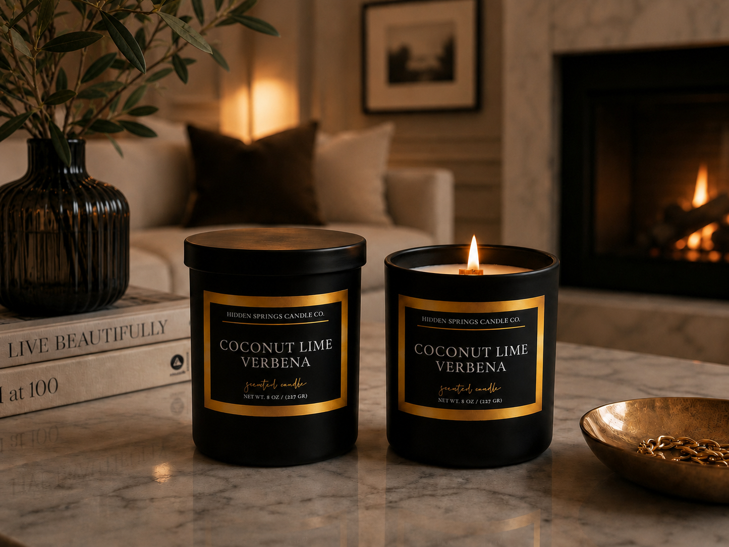 Coconut Lime Verbena Luxury Coconut Soy Candle | Crackling Wood Wick
