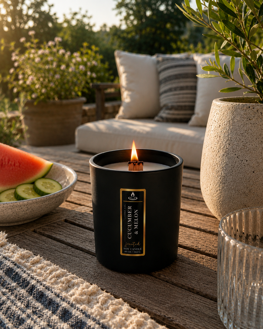 Cucumber Melon 8 oz Crackling Wood Wick Soy Candle
