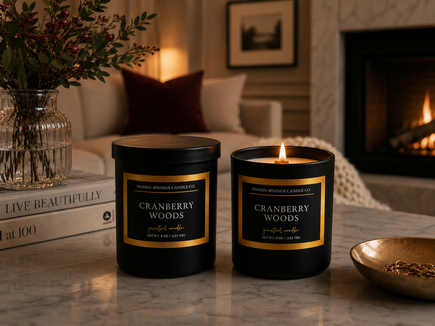 Cranberry Woods 11 oz Crackling Wood Wick Candle