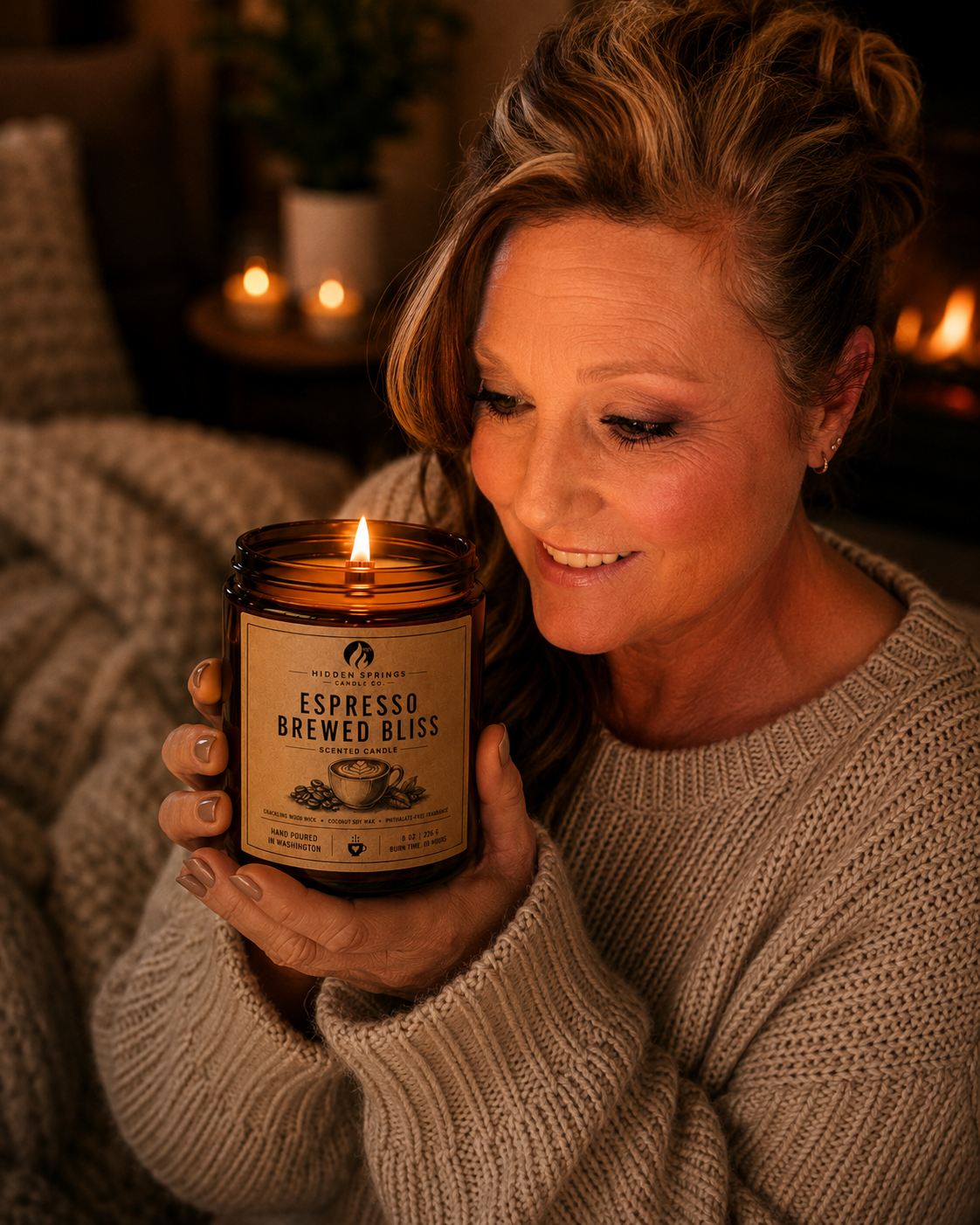 Espresso Brewed Bliss | 8 oz Luxury Crackling Wood Wick Soy Candle