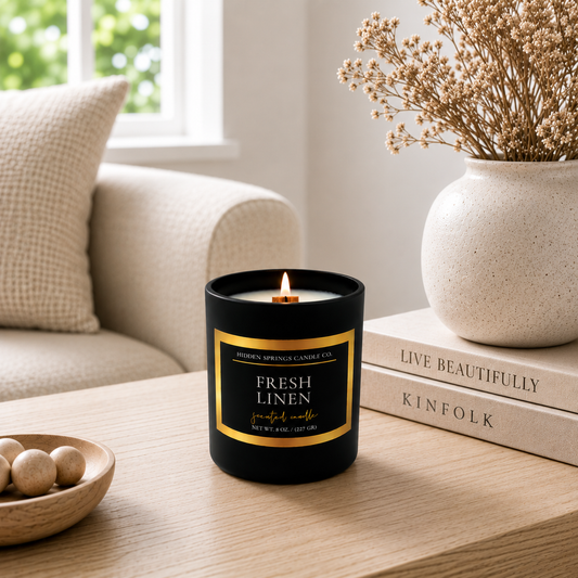 Fresh Linen 11 oz Crackling Wood Wick Candle