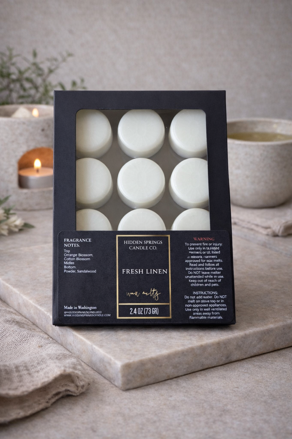 Fresh Linen Wax Melts-Hidden Springs Candle Co