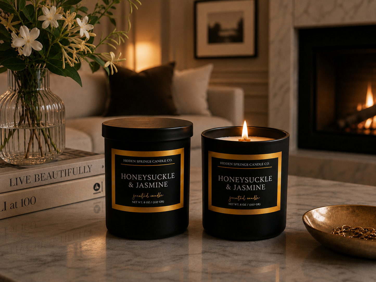 Honeysuckle & Jasmine 11 oz Crackling Wood Wick Candle