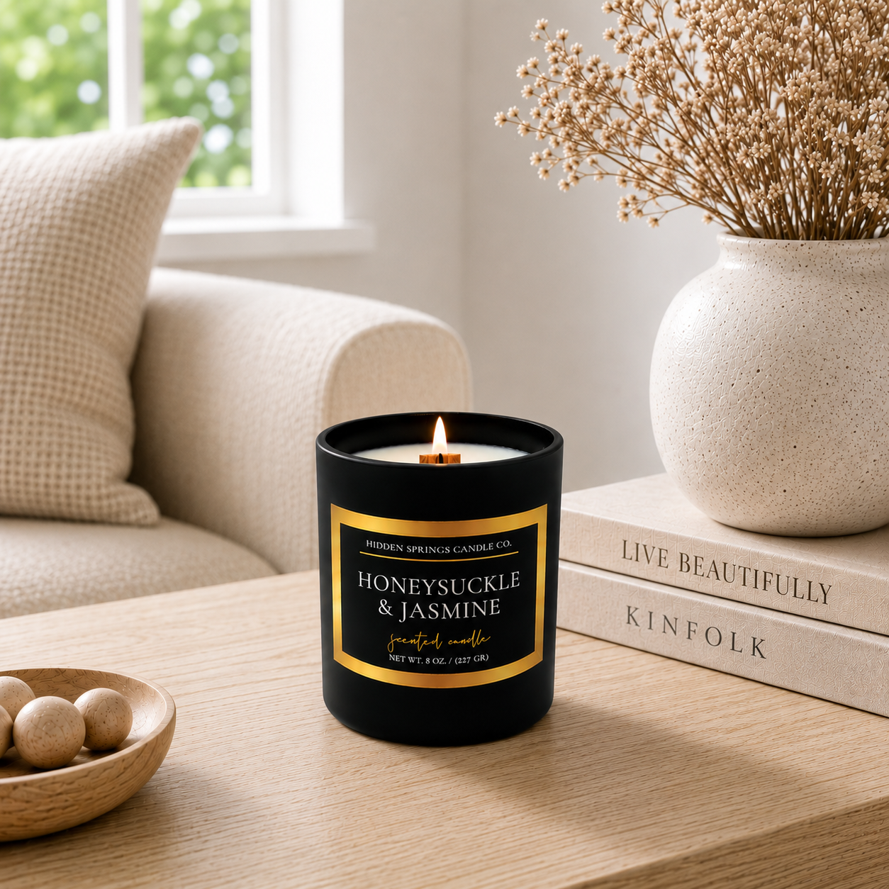 Honeysuckle & Jasmine 11 oz Crackling Wood Wick Candle