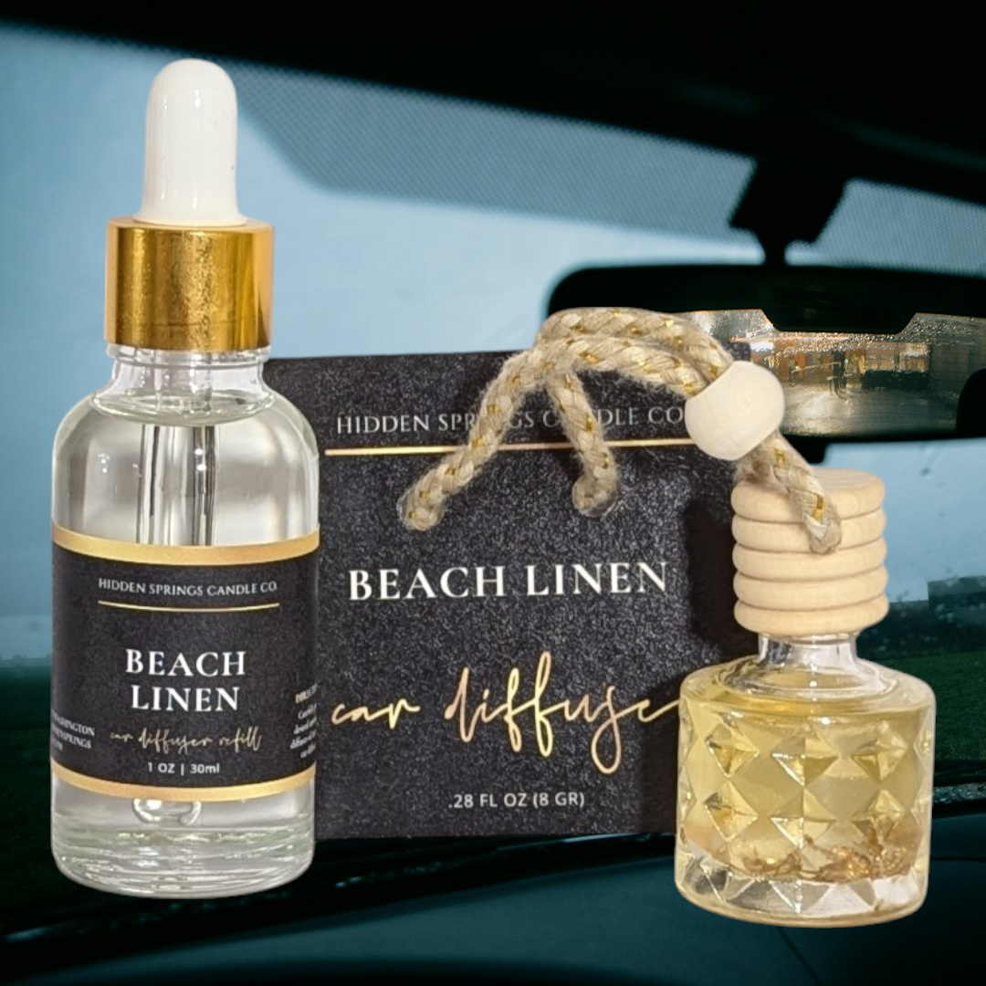 Beach Linen Car Diffuser With Refill Hidden Springs Candle Co
