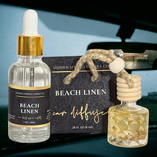 Beach Linen Car Diffuser With Refill Hidden Springs Candle Co
