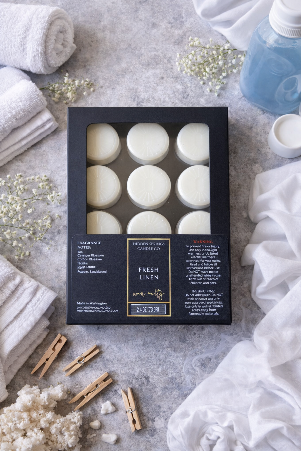 Fresh Linen Wax Melts-Hidden Springs Candle Co