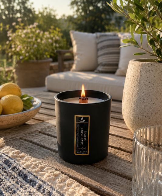 Mandarin Grove 8 oz Crackling Wood Wick Soy Candle