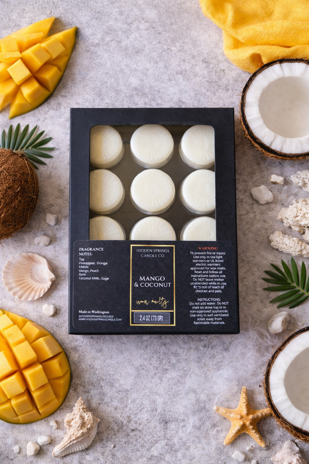 Mango & Coconut Wax Melts-Hidden Springs Candle Co